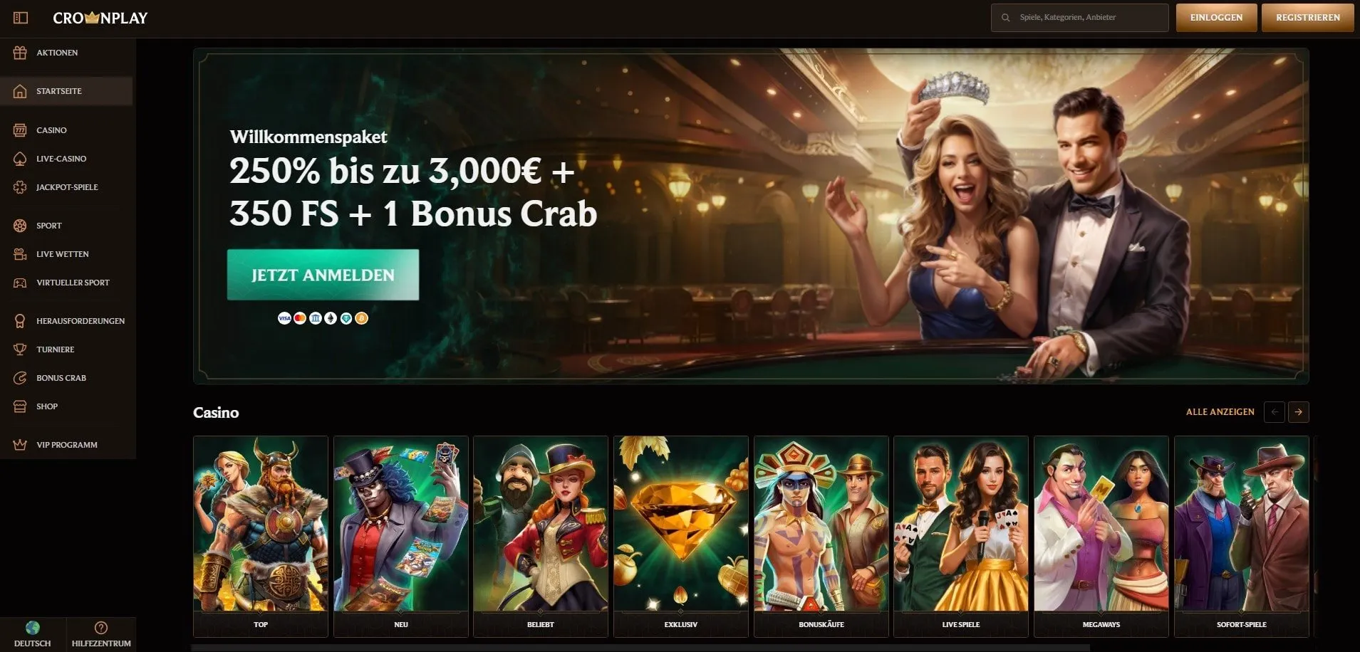 CrownPlay Casino Startseite